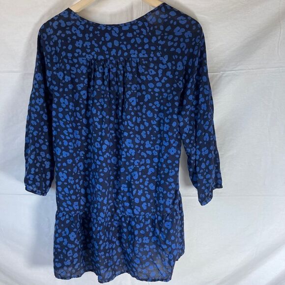 Anthropologie HD In Paris Jessica Blue/Black Print Asymmetrical Tunic Sz XS - Picture 3 of 10